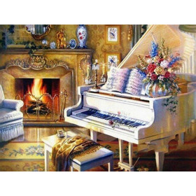  Piano Et Cheminée Diamond Painting musique