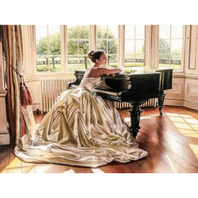  Piano trouwjurk Diamond Painting Muziek
