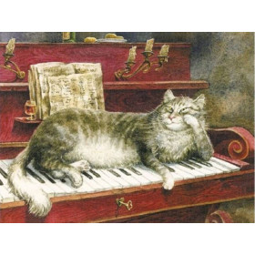  Pianoforte con gatto Musica Diamond Painting