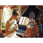  Piano met vrouw en roos Diamond Painting Muziek