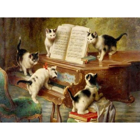  Pianoforte con gatti Musica Diamond Painting