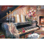  Pianobloemen en kaars Diamond Painting Muziek