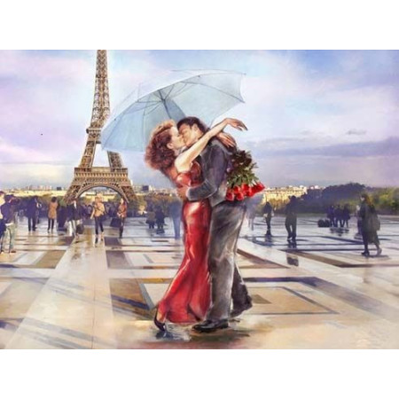  Parijs straatbeeld Place Des Amoureux Diamond Painting Steden & Dorpen