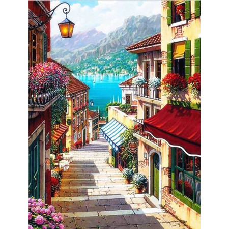  – Grino Straßenbild Diamond Painting Städte & Dörfer