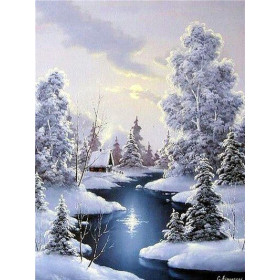  Landscape: Crepuscolo innevato Diamond Painting Montagne
