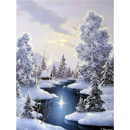  Le Crépuscule Enneigé Diamond Painting Montagnes