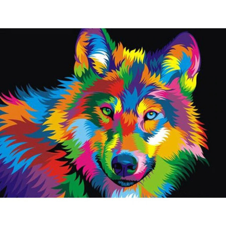  Kleurrijke Wolf Diamond Painting Honden