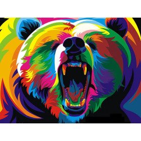  Roaring Bear Pop Art Bear Diamond Painting