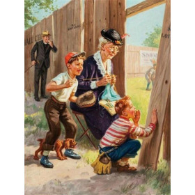  Grandparents and Grandchildren at Baseball Diamond Painting Elderly Person