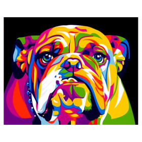 Diamantmalerei – Bunte Pop-Art-Bulldogge Diamond Painting Hunde