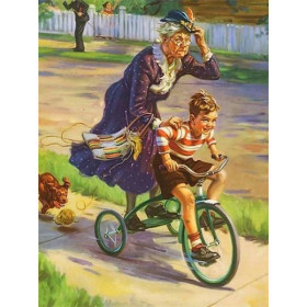  Grands-Parents Et Petits-Enfants A Vélo Diamond Painting Personne âgée