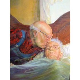  Ouder echtpaar kust elkaar op het voorhoofd Diamond Painting Oudere Persoon