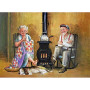  Older Couple by the Fire Diamond Painting Elderly Person