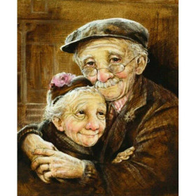  Happy Elderly Couple in Arms Diamond Painting Elderly Person