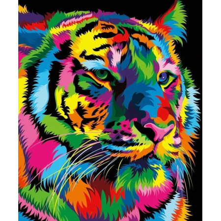  Veelkleurige tijger pop-art Diamond Painting Kits Leeuwen & Tijgers