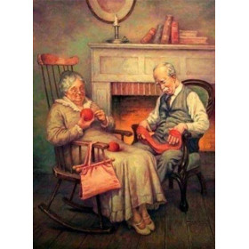  Older Couple Knitting Diamond Painting Elderly Person