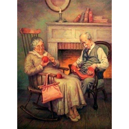  Older Couple Knitting Diamond Painting Elderly Person