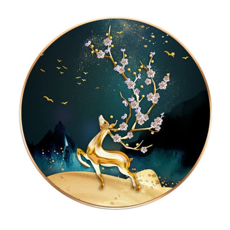  Gouden adelaar met bloeiend bos Diamond Painting Elanden