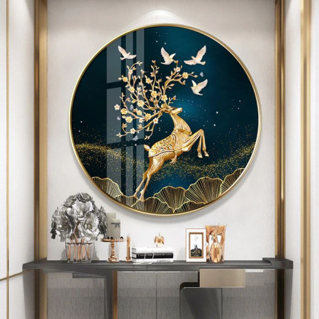  Cerf d'Or et Envolée de Colombes Diamond Painting Élans