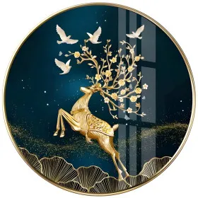 Diamond painting kit Cerf d'Or et Colombes sparkling rhinestones on canvas
