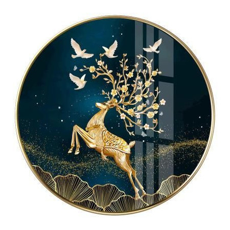  Goldener Hirsch und Tauben Diamond Painting Elche