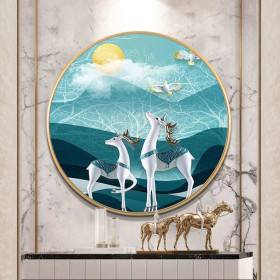  Cerfs Divins au Soleil d'Or Diamond Painting Élans