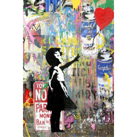  Graffitimeisje Zwart-Wit Diamond Painting Graffiti