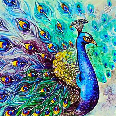  Pfau: Die Saphir-Skizze Diamond Painting Pfauen