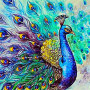  Pfau: Die Saphir-Skizze Diamond Painting Pfauen