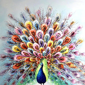  Paon Abstrait Coloré Diamond Painting Paons