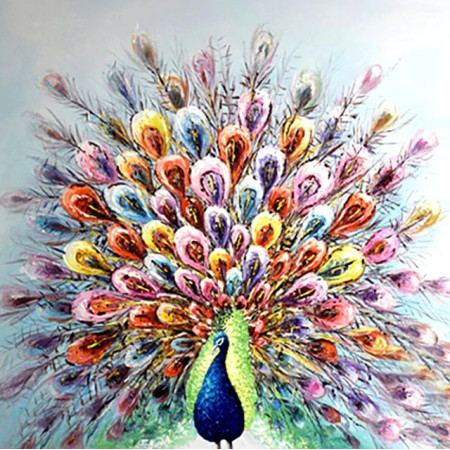  Paon Abstrait Coloré Diamond Painting Paons