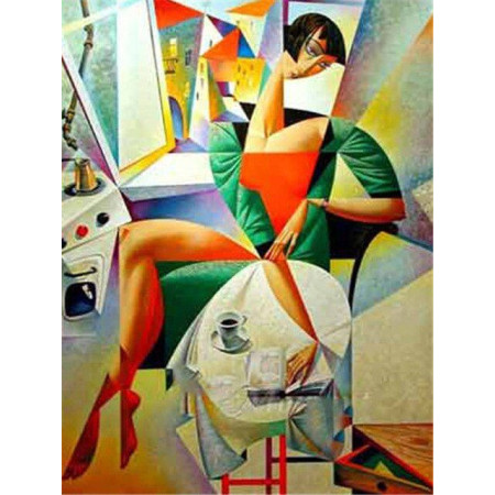  Libro Donna e Caffè Stile Picasso Diamond Painting Donne e Uomini