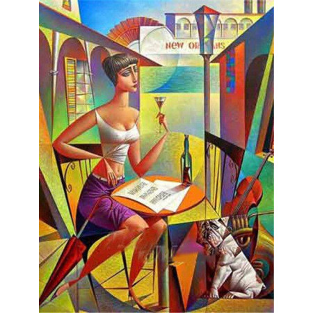  – Frau im Weinglas im Picasso-Stil Diamond Painting Damen & Herren