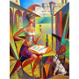  Femme Verre Vin Style Picasso Diamond Painting Femmes & Hommes