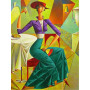  – Frau auf der Terrasse im Picasso-Stil Diamond Painting Damen & Herren