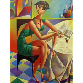  – Frau im Bistro im Picasso-Stil Diamond Painting Damen & Herren