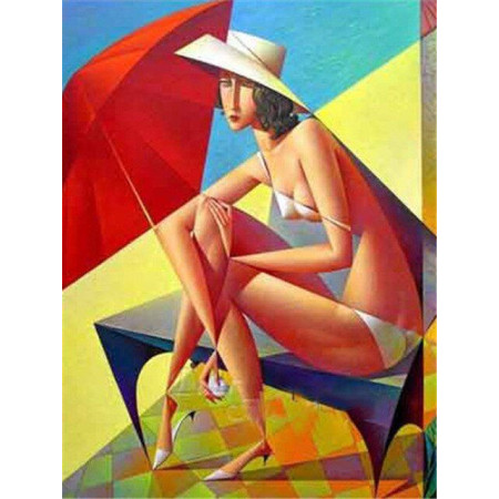  Vrouw op het strand in Picasso-stijl Diamond Painting Vrouwen & Mannen
