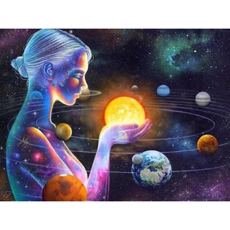  Die kosmische Göttin Diamond Painting Planeten