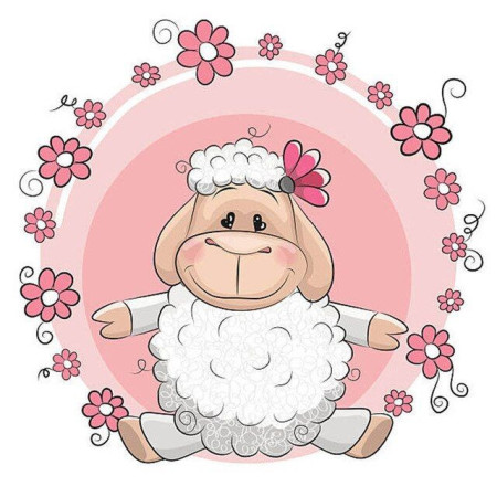  Babyschaap Roze Bloemen Diamond Painting Kleine Grappige Dieren