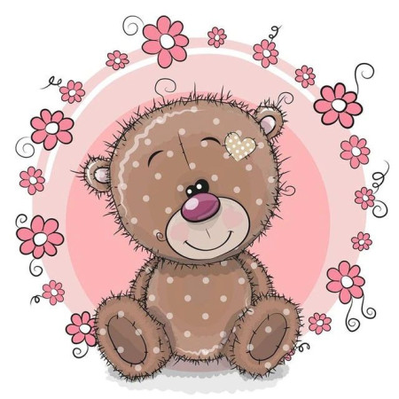  Orsetto Fiori Rosa Diamond Painting Piccoli Animali Divertenti