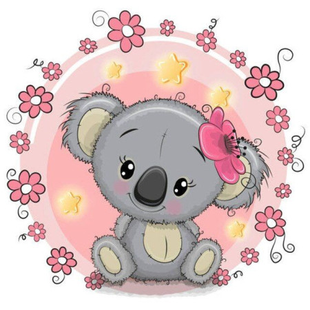  Baby Koala Flowers Pink Funny Little Animals Diamond Painting