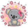  Baby Koala Flowers Pink Funny Little Animals Diamond Painting