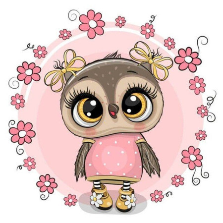  Baby Eulen Blumen Rosa Diamond Painting Lustige kleine Tiere