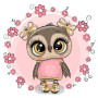  Baby Eulen Blumen Rosa Diamond Painting Lustige kleine Tiere