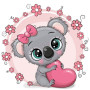  Babybeer 2 roze bloemen Diamond Painting Kleine Grappige Dieren