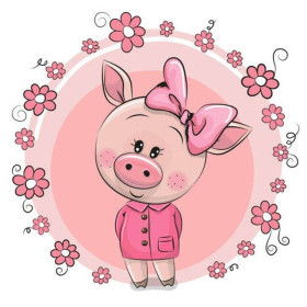  Baby Pig Pink Flowers Funny Little Animals Diamond Painting