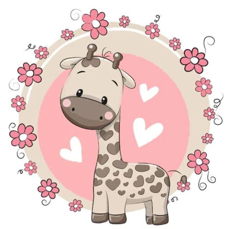  Babygiraf Roze Bloemen Diamond Painting Kleine Grappige Dieren