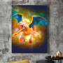Charizard Pokémon diamond painting kit with colorful rhinestones and tools