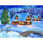  Le Hameau Scintillant de Noël Diamond Painting Montagnes