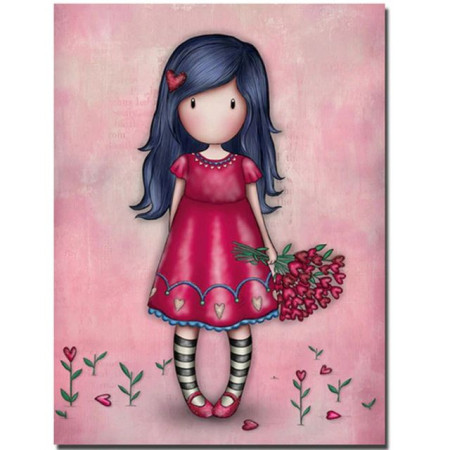  Girl Gorjuss: Bouquet di cuori Pittura a diamante Gorjuss
